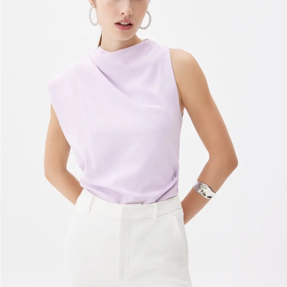 Love Bonito - Maya Asymmetric Drape Blouse (Small)